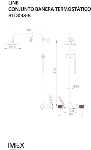 Chrome Thermostatic Bathtub Set Modern Design, view 5