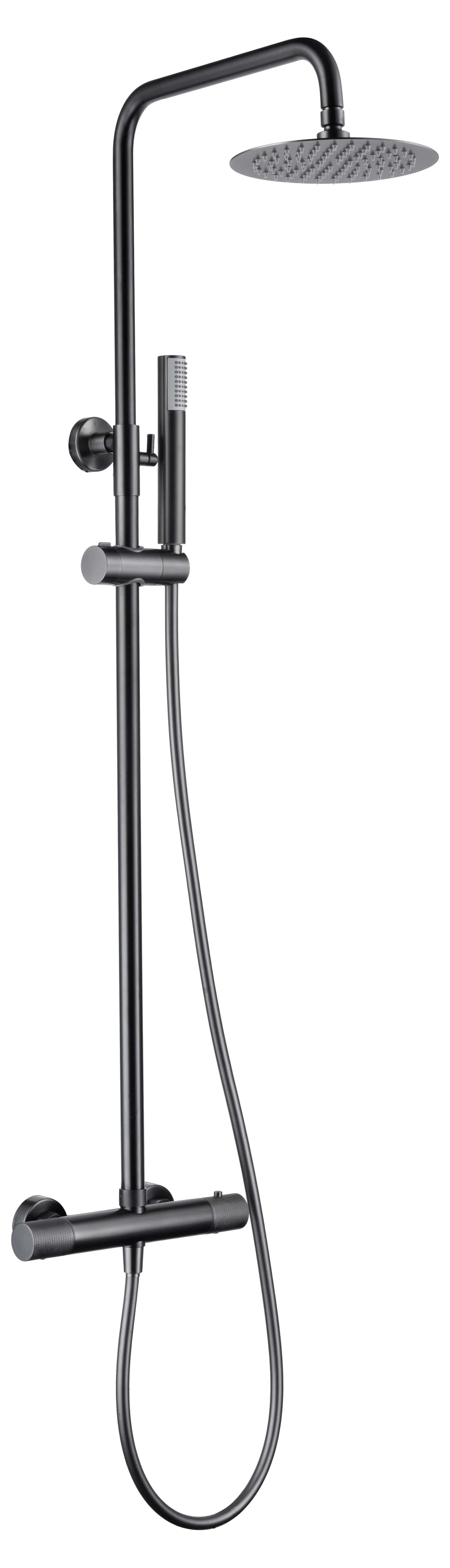 Gun Metal Thermostatic Shower Set Modern Black Design, view 2