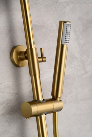 Brushed Gold Thermostatic Shower Set Modern Design, detail view