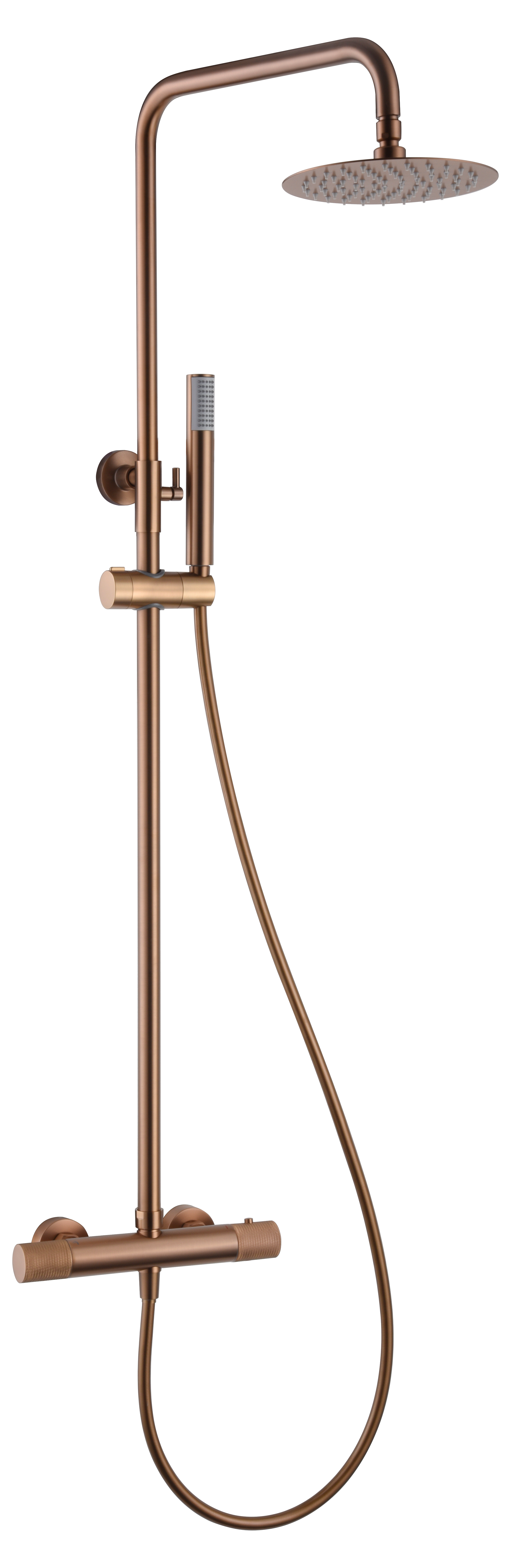 Brushed Rose Gold Thermostatic Shower Set, view 2
