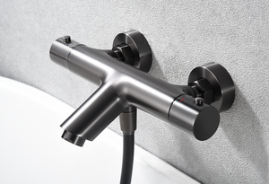 Black Gun Metal Thermostatic Shower Bath Kit, detail view