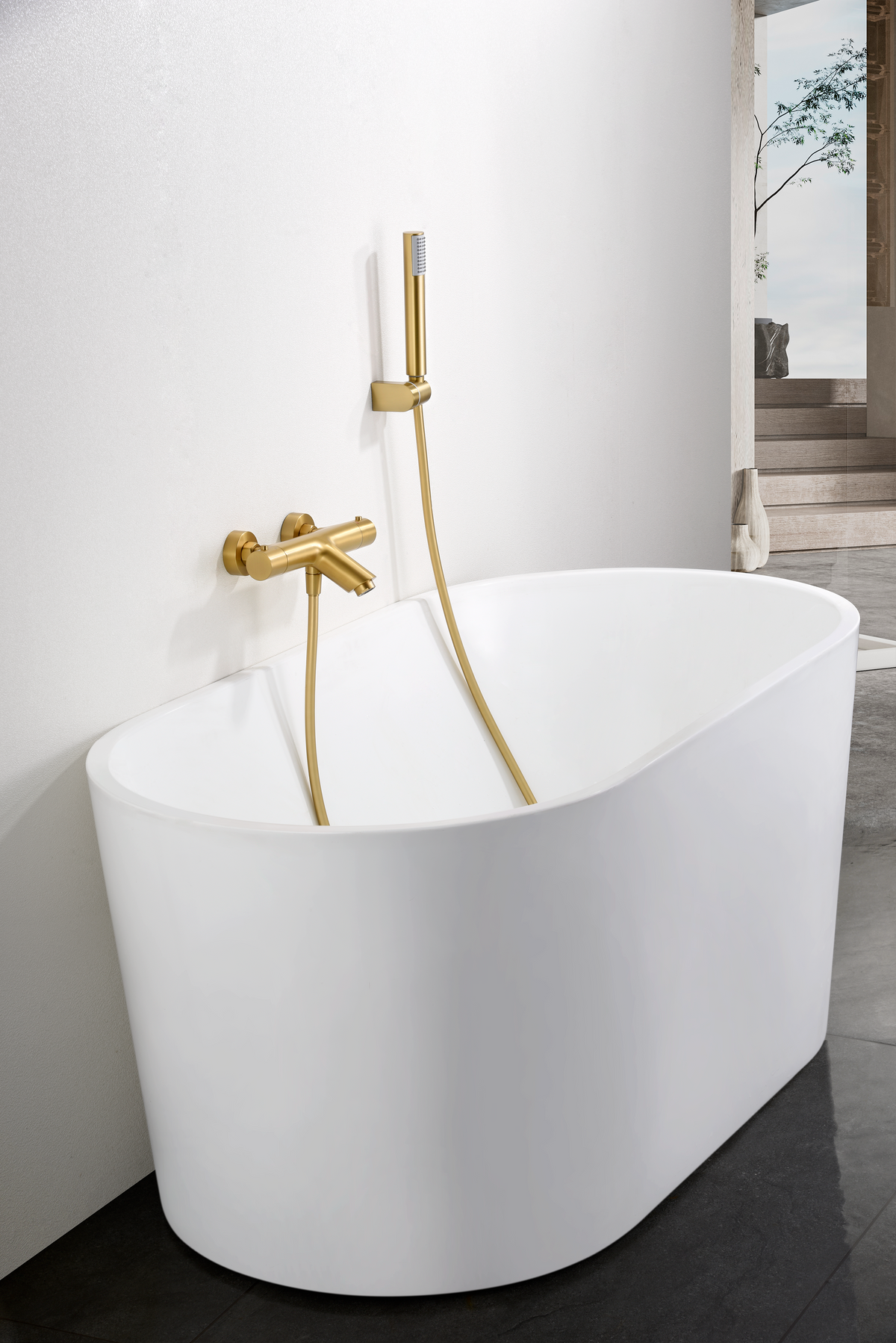 Monza Brushed Gold Thermostatic Shower Bath Kit, view 4
