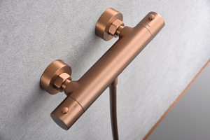 Monza Brushed Rose Gold Thermostatic Shower Kit, detail view