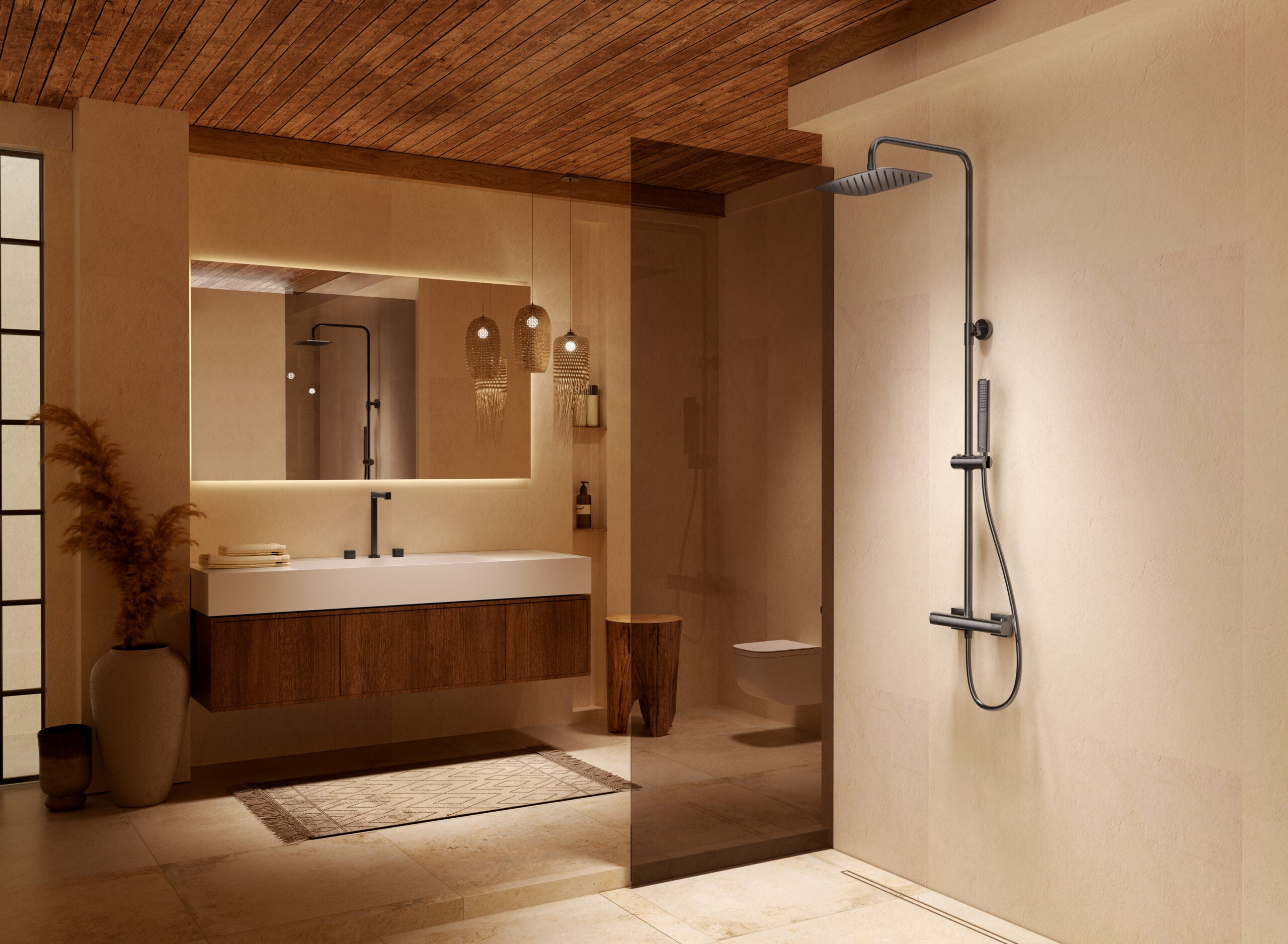 Firenze Brushed Rose Gold Thermostatic Shower Set, view 6
