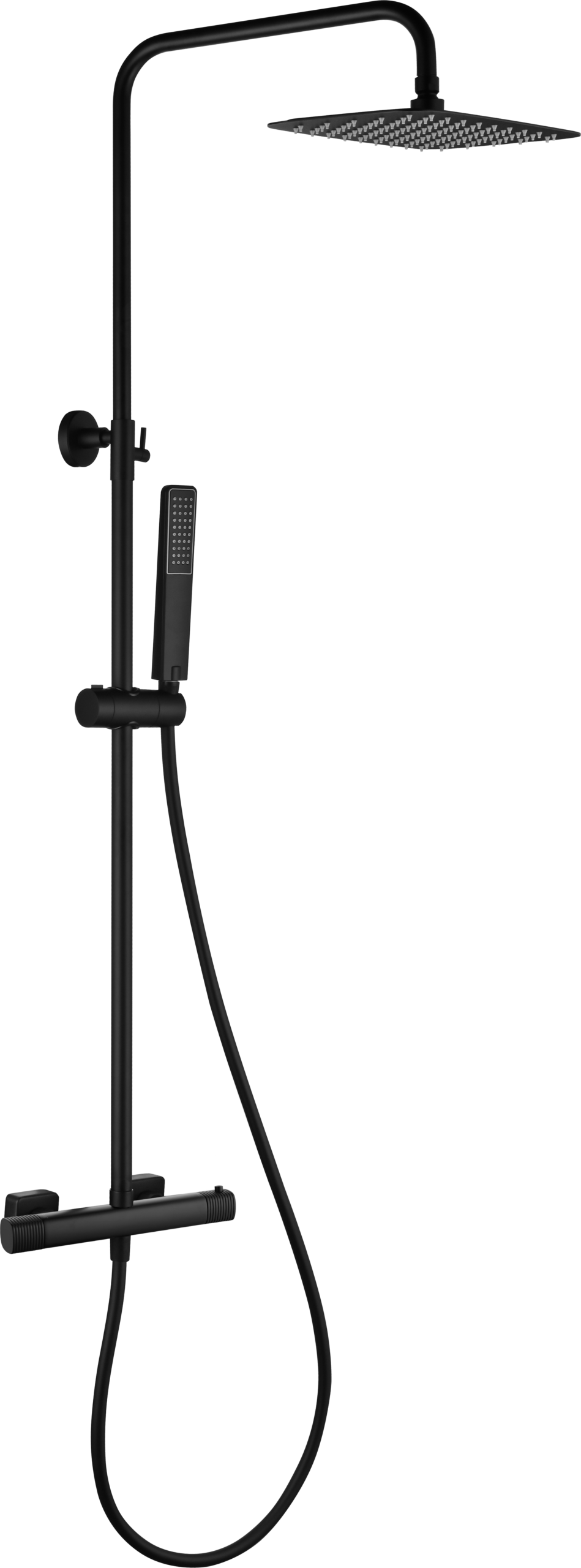 Firenze Matte Black Thermostatic Shower Set, main product view