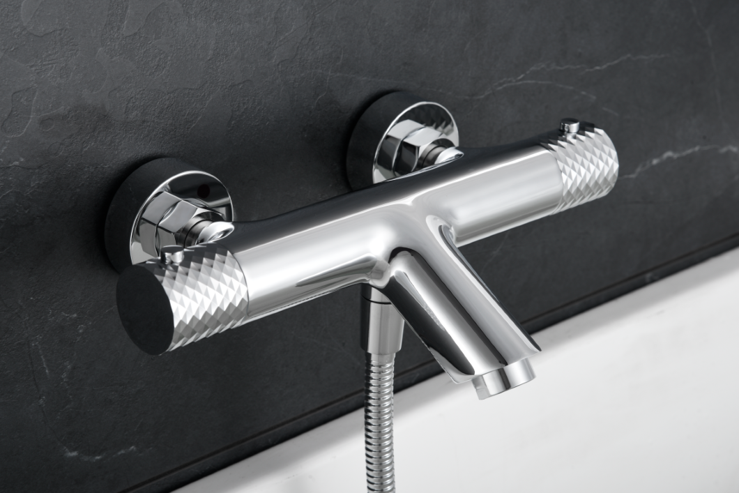 Chrome Thermostatic Shower Bath Kit with Valve, mixer detail
