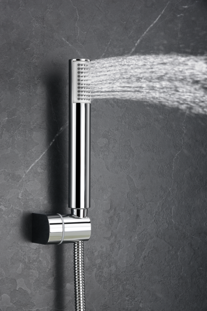 Chrome Thermostatic Shower Bath Kit with Valve, handle detail