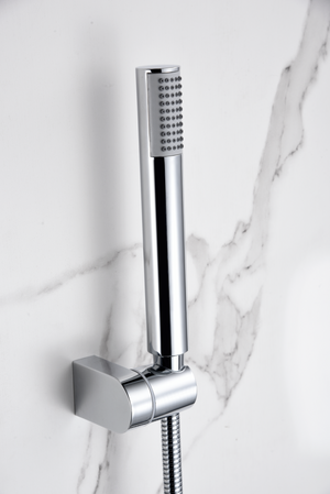 Chrome Thermostatic Shower Kit Modern Minimalist Design, handle detail