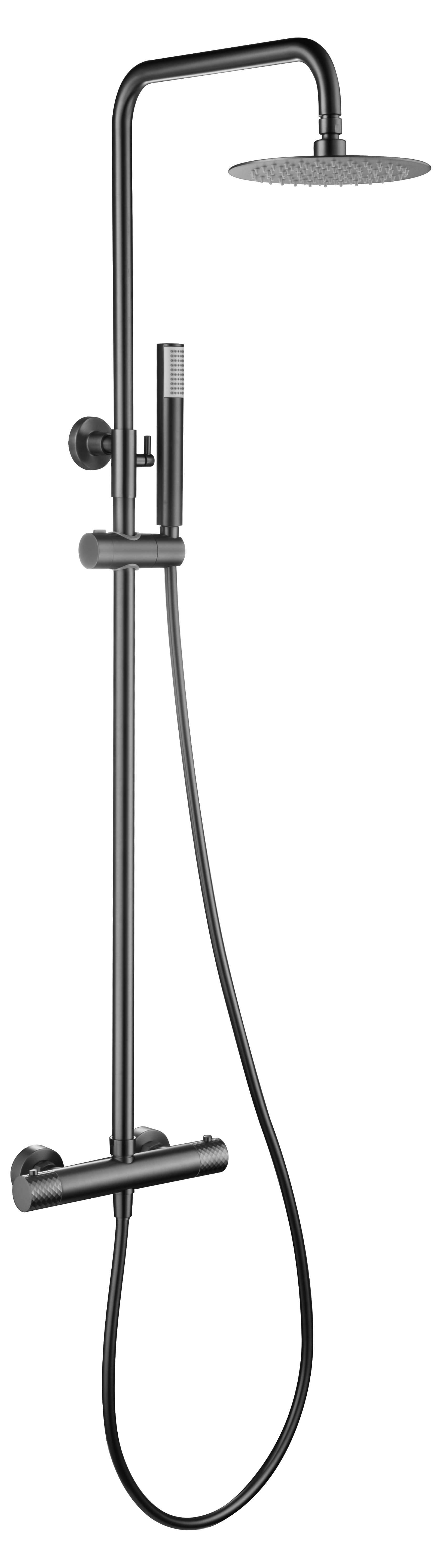 Genoa Black Gun Metal Thermostatic Shower Set, view 2