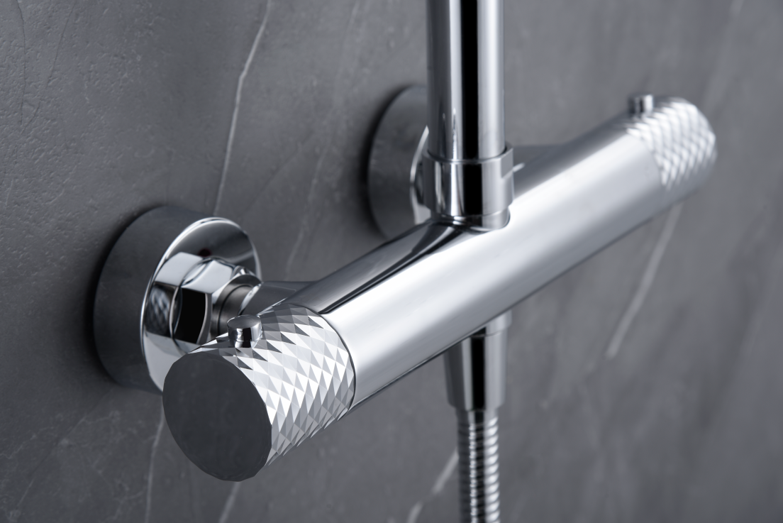 Chrome Thermostatic Shower Set with Temperature Control, mixer detail
