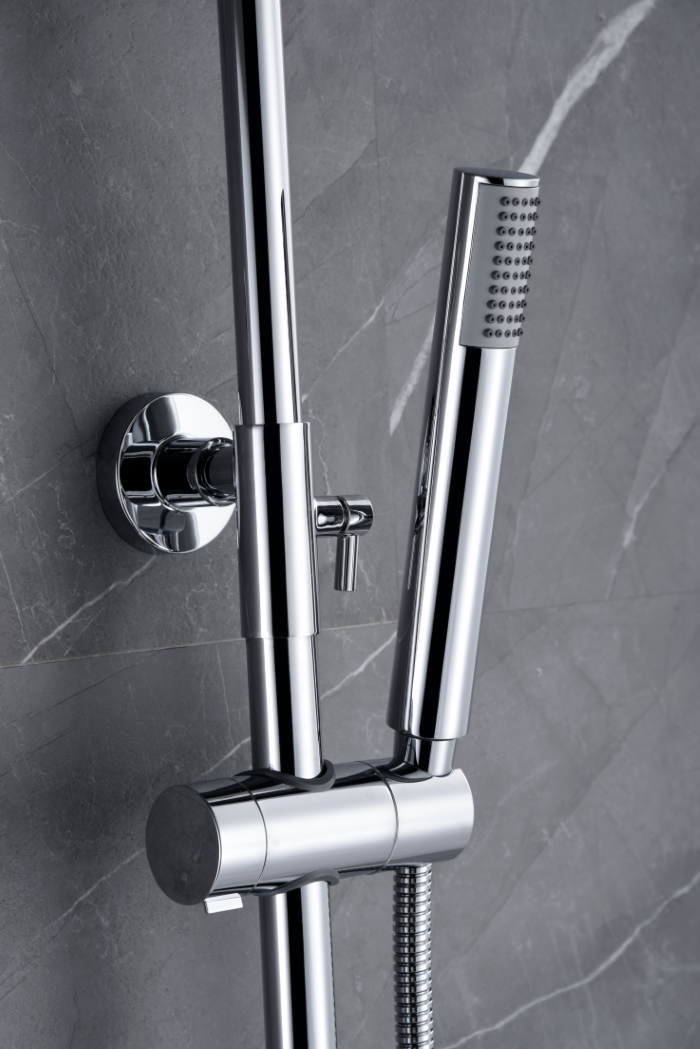 Chrome Thermostatic Shower Set with Temperature Control, handle detail
