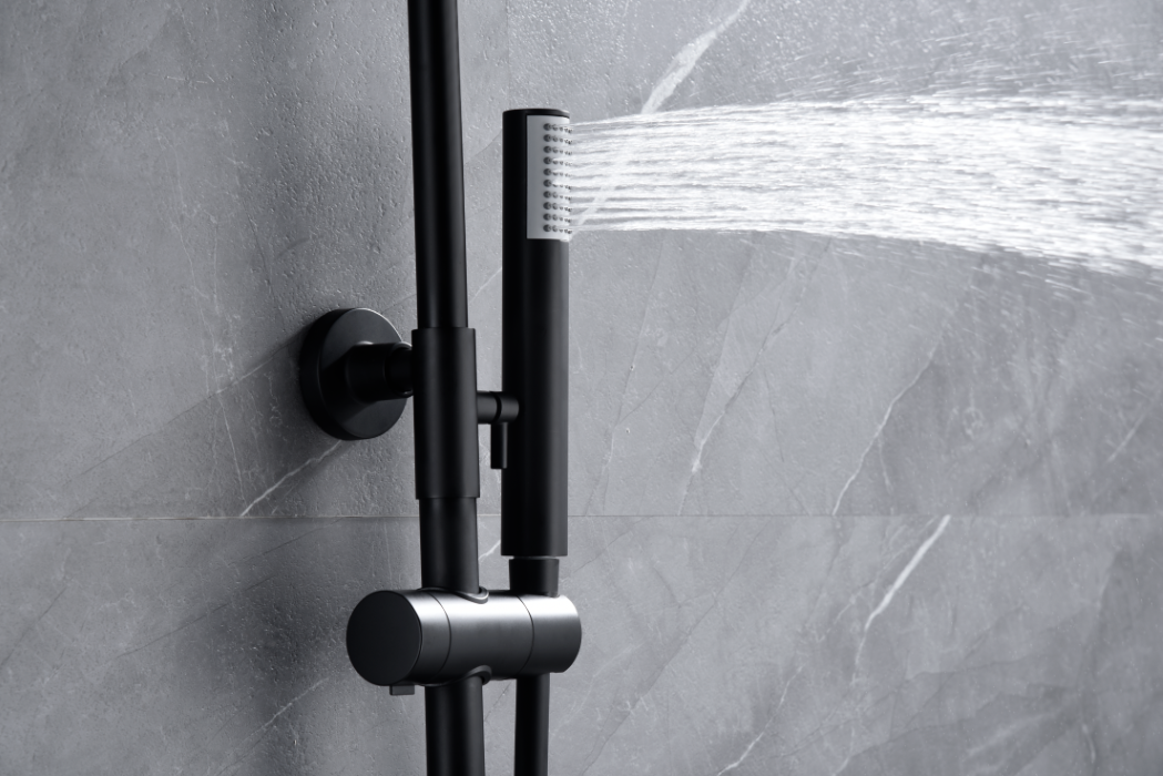 Matte Black Thermostatic Shower Set Genova, handle detail