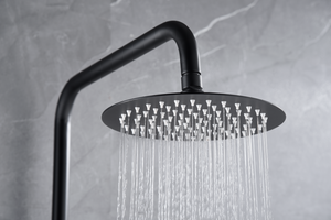 Matte Black Thermostatic Shower Set Genova, rain head detail