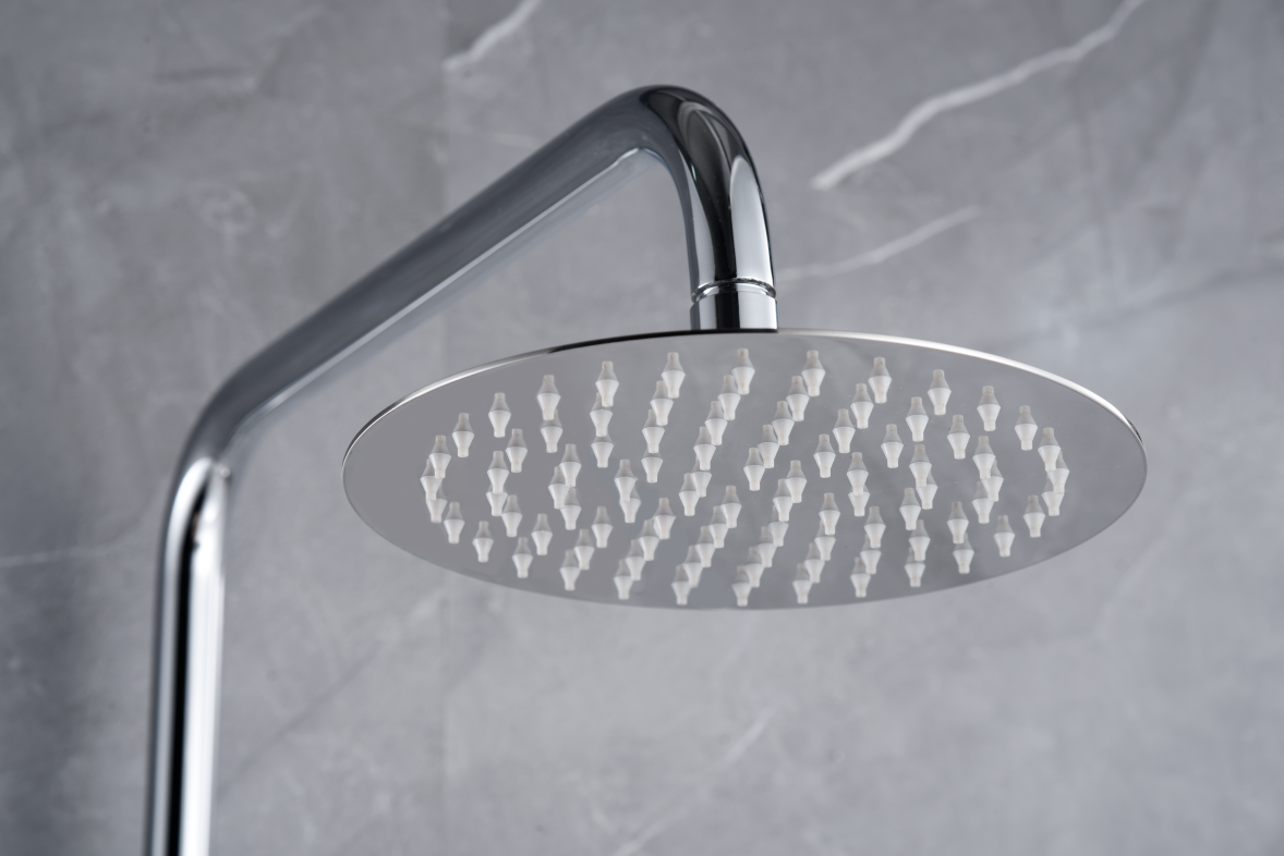Chrome Thermostatic Shower Set with Temperature Control, rain head detail