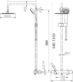 Matte Black Thermostatic Shower Set Modern Design, view 5