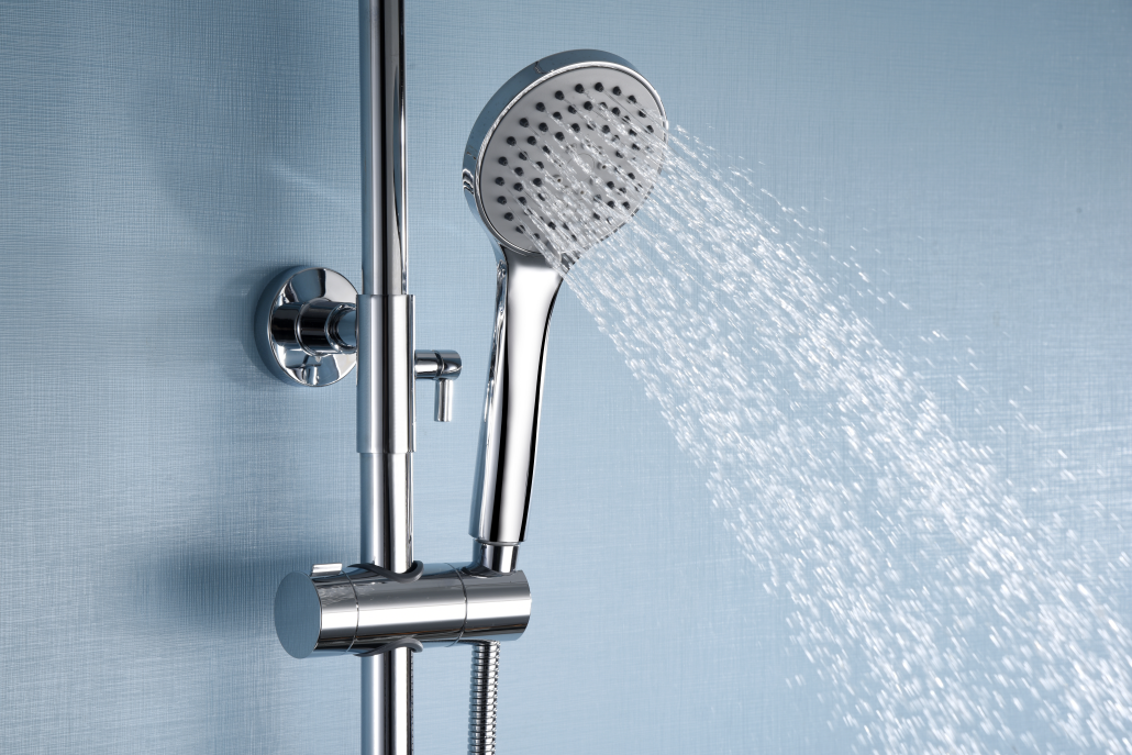 Kent Chrome Thermostatic Shower Set Modern Design, handle detail