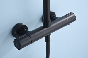 Matte Black Thermostatic Shower Set Modern Design, mixer detail