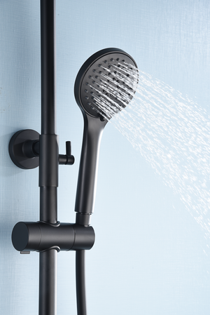 Matte Black Thermostatic Shower Set Modern Design, handle detail