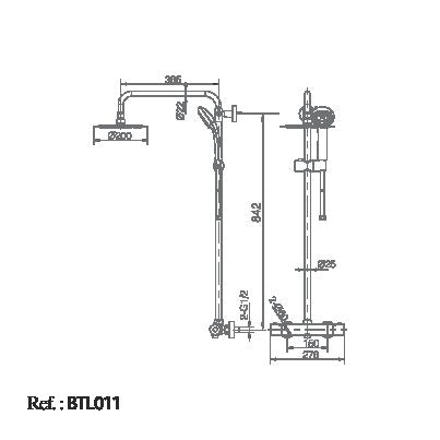 Chrome Thermostatic Shower Set with Column Design, view 3