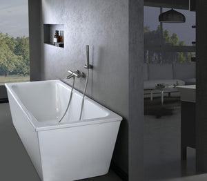 Monza Brushed Nickel Thermostatic Shower Bath Kit, in a bathroom setting