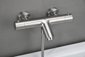Monza Brushed Nickel Thermostatic Shower Bath Kit, mixer detail