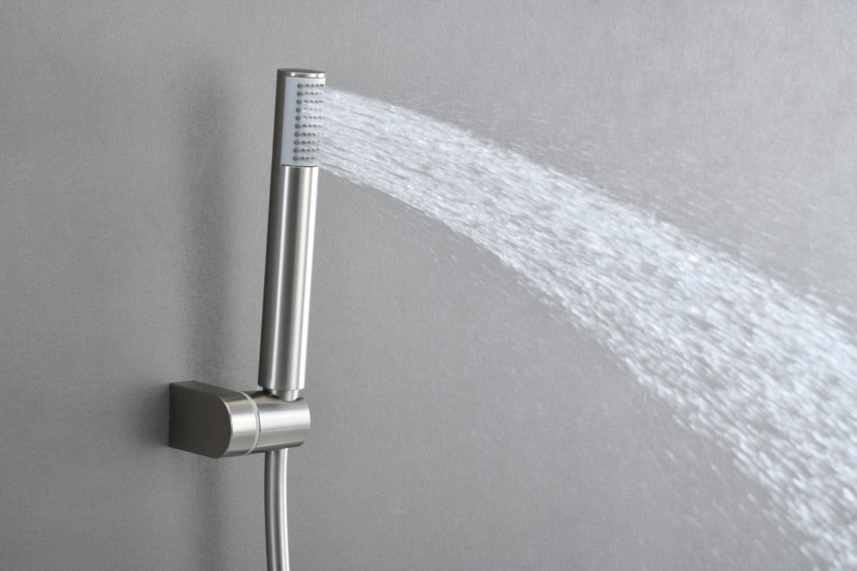 Monza Brushed Nickel Thermostatic Shower Bath Kit, handle detail