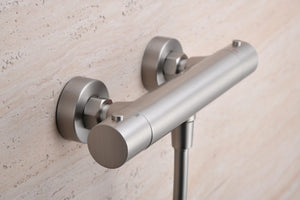 Brushed Nickel Thermostatic Shower Kit Modern Design, mixer detail
