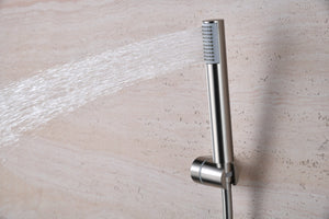 Brushed Nickel Thermostatic Shower Kit Modern Design, handle detail
