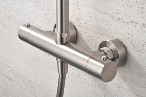 Brushed Nickel Thermostatic Shower Set Monza, mixer detail