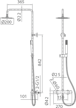 Napoles Brushed Gold Thermostatic Shower Set, view 4