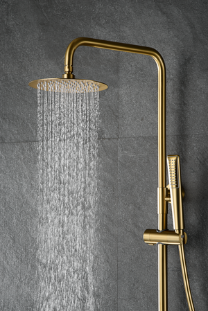 Napoles Brushed Gold Thermostatic Shower Set, handle detail