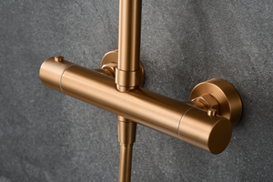 Brushed Rose Gold Thermostatic Shower Set, mixer detail