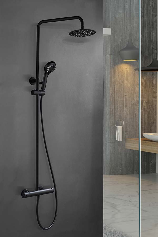 Matte Black Thermostatic Shower Set Kent Series, view 2