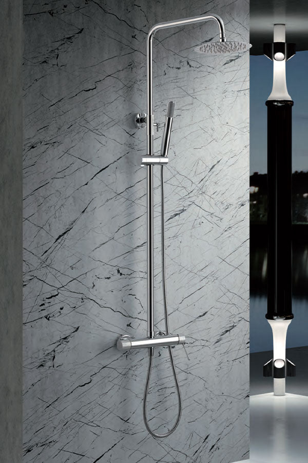 Chrome Single Handle Shower Set Modern Minimalist Design, view 2