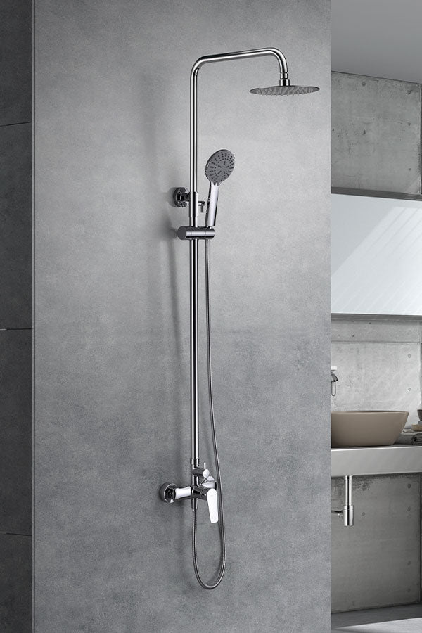 Chrome Single Lever Shower Set Modern Minimalist Design, view 3