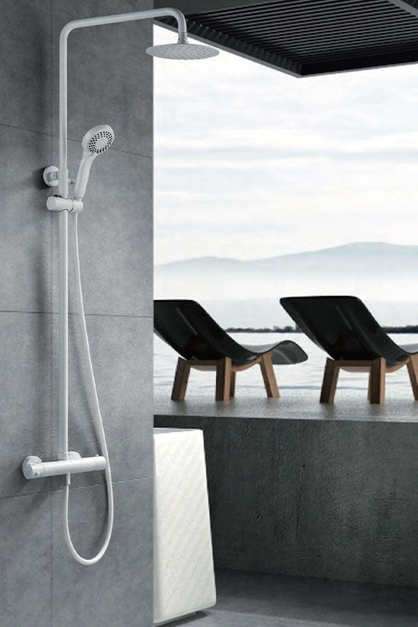Matte White Thermostatic Shower Set Modern Design, view 2