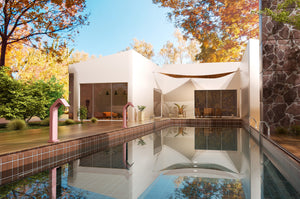 Coral Pink Pool Waterfall Stainless Steel 316, in a bathroom setting