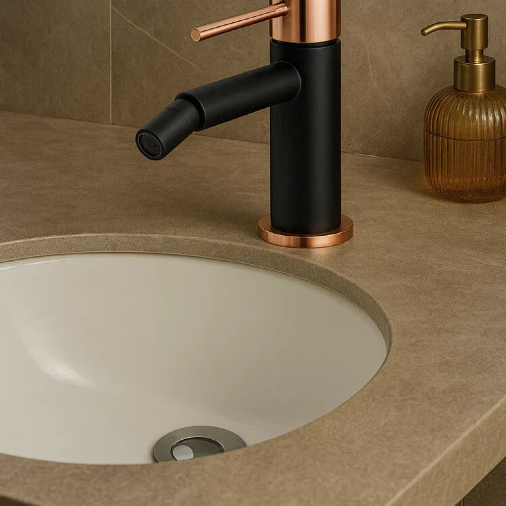 Bidé monomando Milos Negro Oro Rosa | IMEX