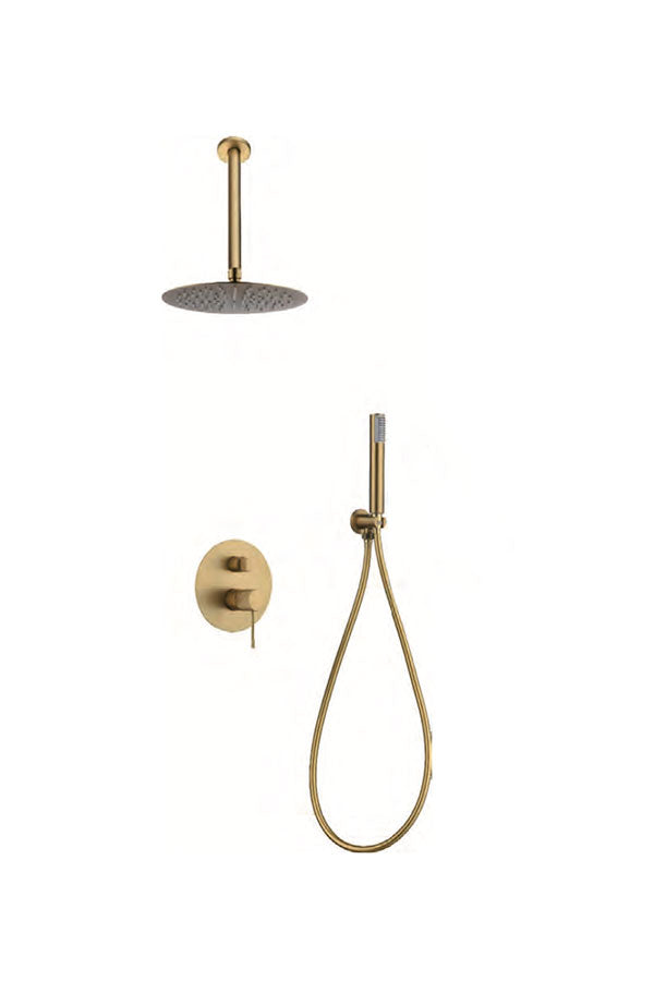 Brushed Gold Single Handle Recessed Shower Set, view 2