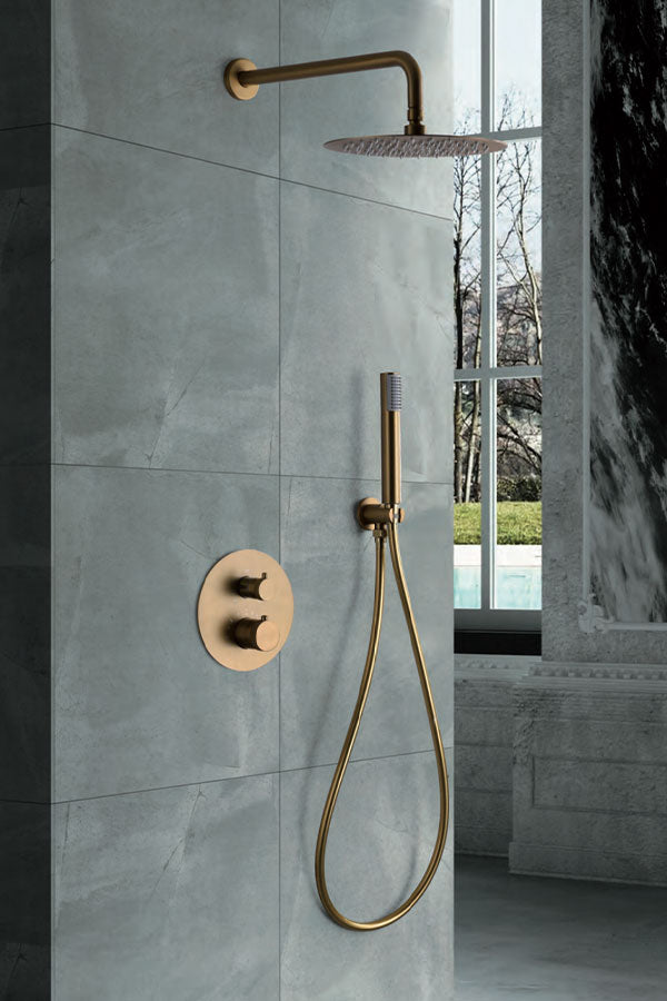 Brushed Gold Thermostatic Shower Set Built-in Design, view 2
