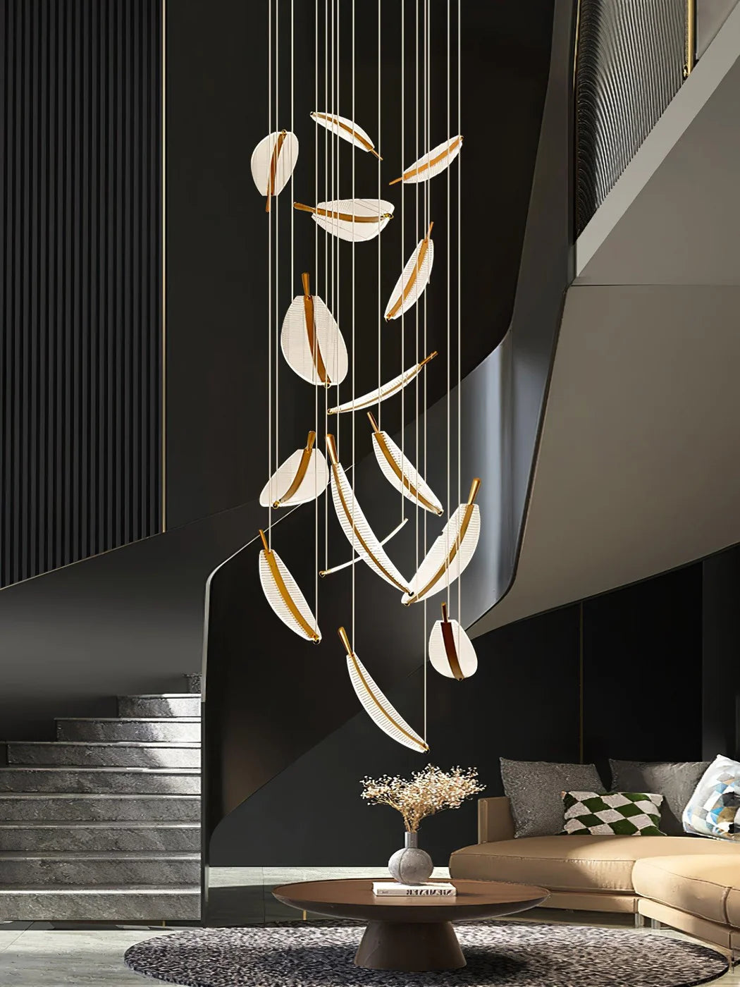 Lámpara colgante moderna en espiral con LED
