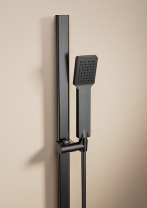 Drava Brushed Rose Gold Sliding Shower Rail with Hand Shower Holder, view 3