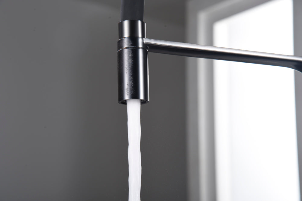 Sena Black Gun Metal Kitchen Faucet Modern Design, view 6
