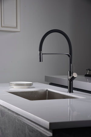 Sena Black Gun Metal Kitchen Faucet Modern Design, view 3