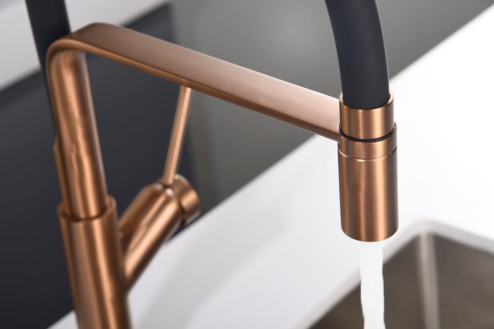 Sena Brushed Rose Gold Kitchen Faucet Modern Design, view 4