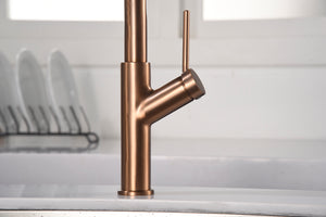 Sena Brushed Rose Gold Kitchen Faucet Modern Design, view 5