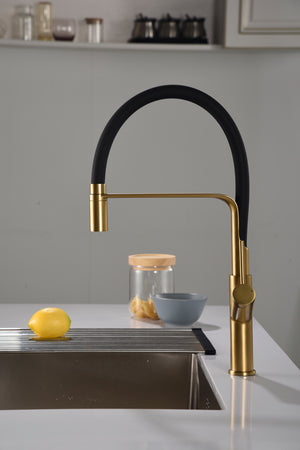 Sena Brushed Gold Kitchen Faucet Modern Design, view 3