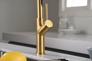 Sena Brushed Gold Kitchen Faucet Modern Design, view 5