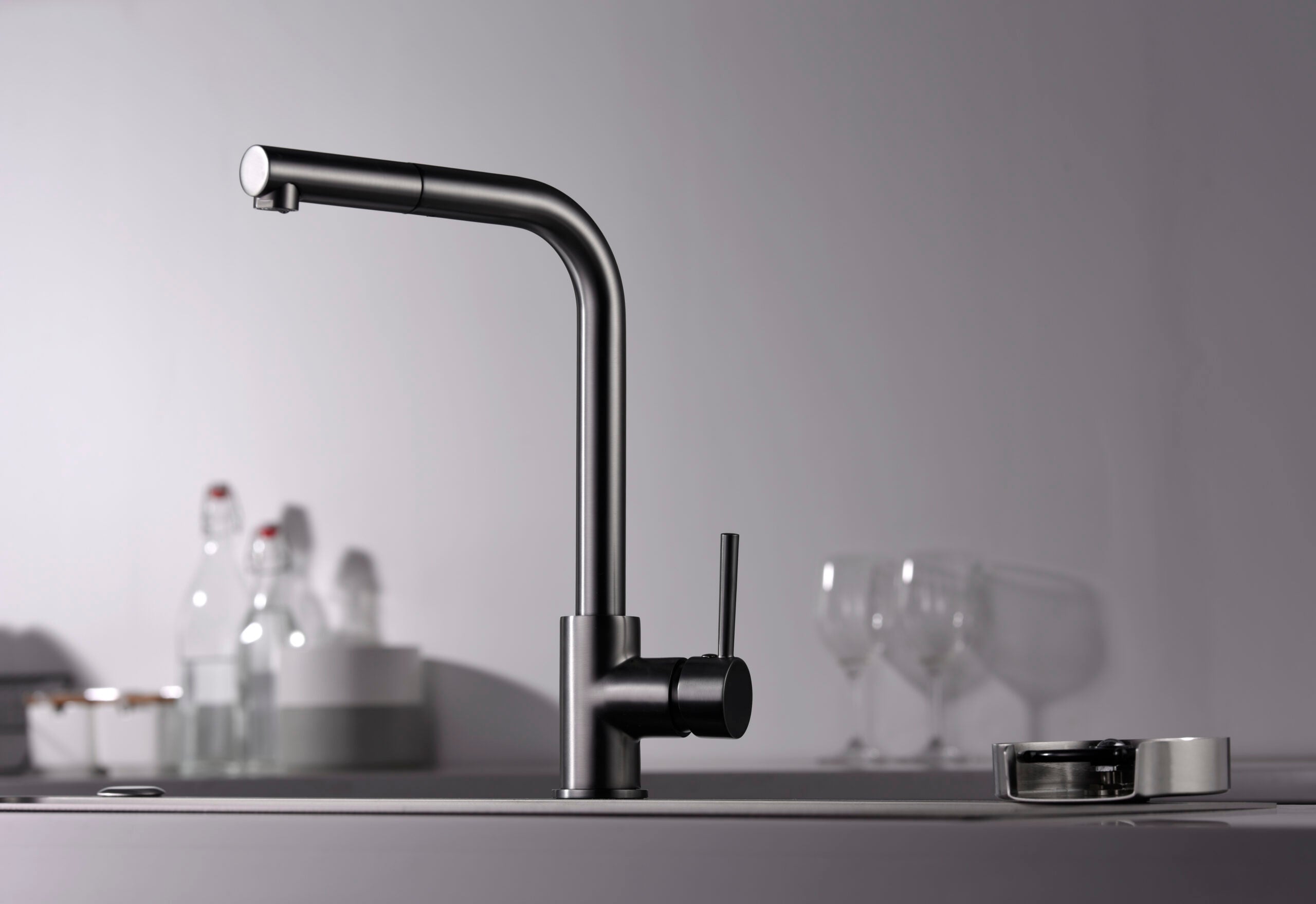 Malta Black Gun Metal Kitchen Faucet Modern Design, view 4