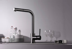 Malta Black Gun Metal Kitchen Faucet Modern Design, view 4